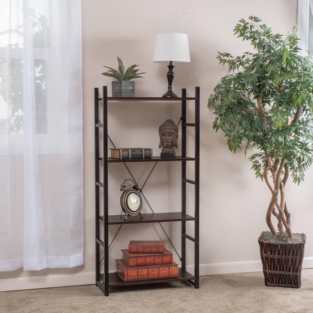 Bolton Four-Shelf Industrial Bookcase by Christopher Knight Home