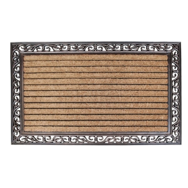 Rubber And Coir Molded Hand Finished Large Double Door Mat Rubber And Coir Molded Hand Finished Large Double Door Mat Striped 2