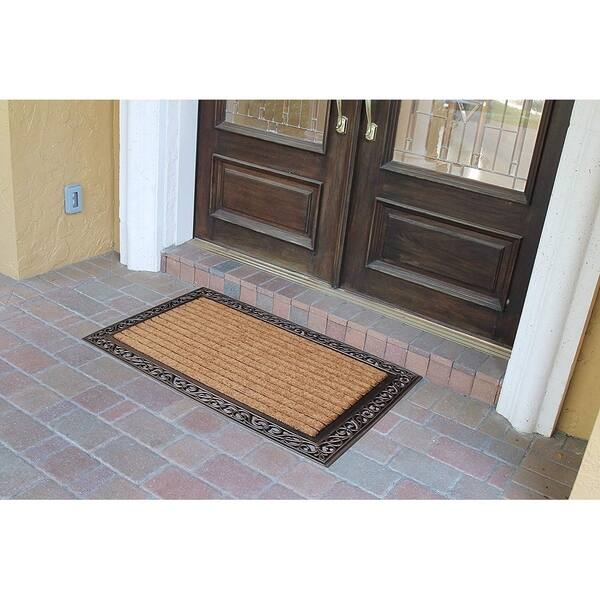 Shop Rubber And Coir Molded Hand Finished Large Double Door Mat