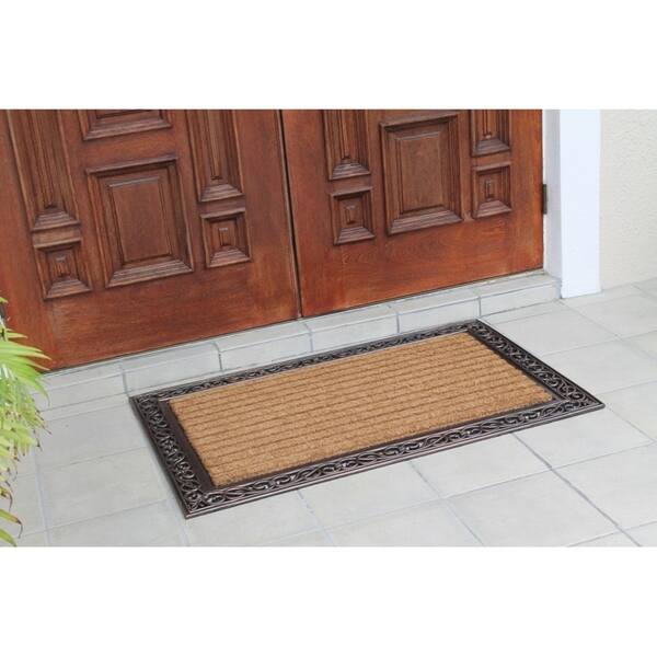 Shop Rubber And Coir Molded Hand Finished Large Double Door Mat