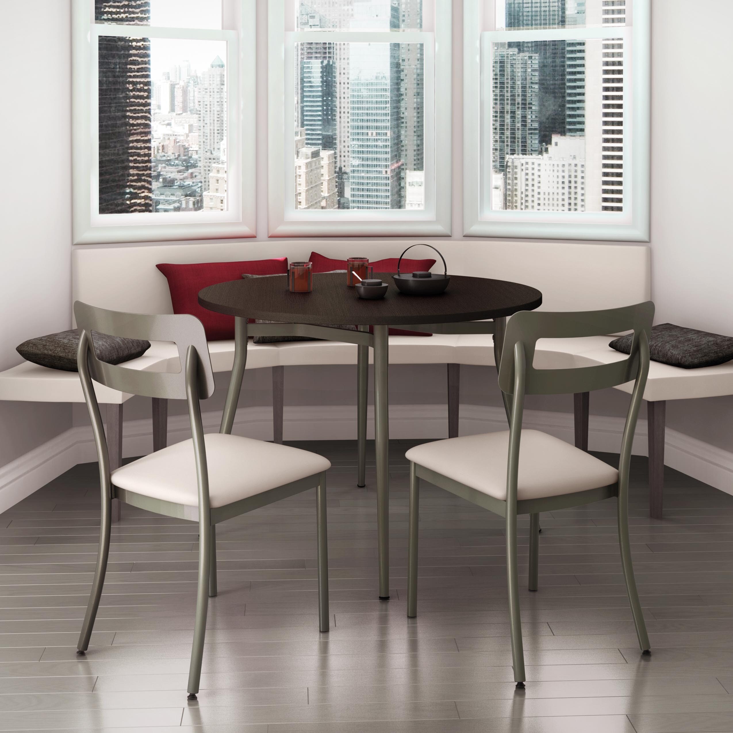 Shop Amisco Cora Beige Metal Chairs and Alys Table Dining Set Free