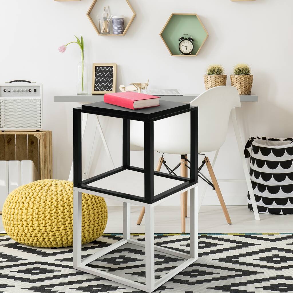 Modern Modular Black/ White Stacking Storage Cubes (Set of 2)