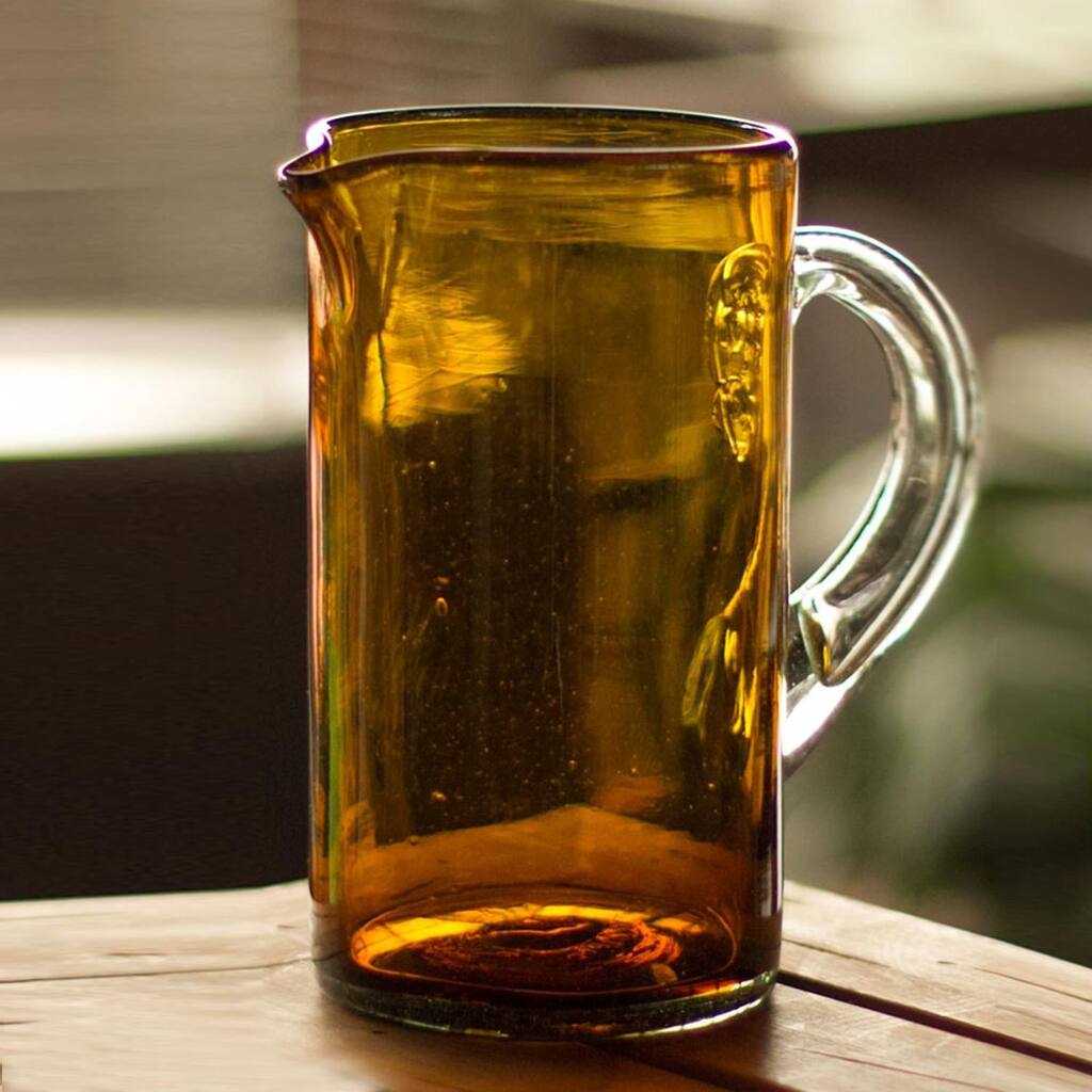 Handmade Blown Glass 'Amber' Pitcher (Mexico)