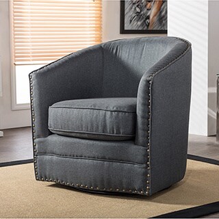 Baxton Studio Porter Contemporary Grey Fabric Upholstered Swivel Tub Chair