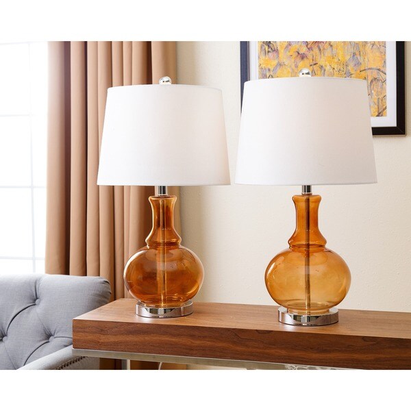 Shop Abbyson Ellis Orange Glass 24.5inch Table Lamp (Set of 2) Free