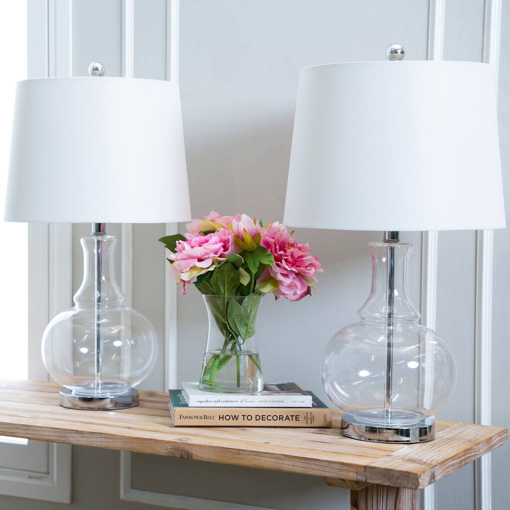 Ellis Clear Glass 23.5-inch Table Lamp (Set of 2) By Abbyson