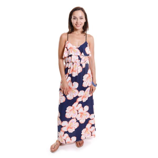 hibiscus print maxi dress