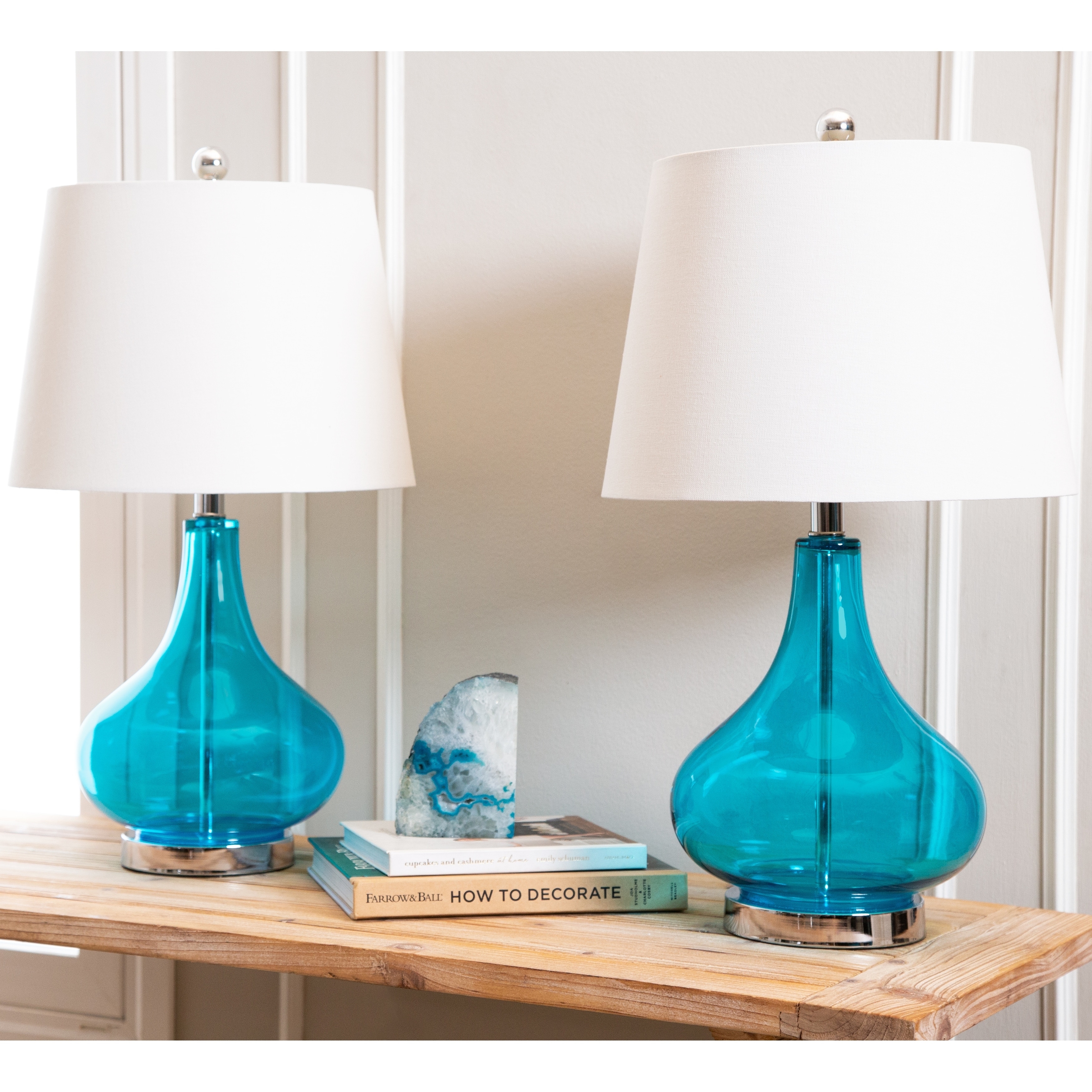 Luciana Turquoise Glass 23inch Table Lamp (Set of 2) By Blue eBay