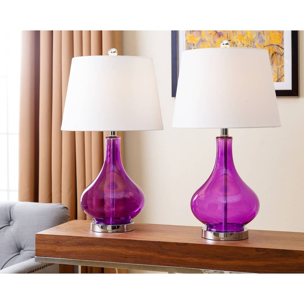 Abbyson Luciana Purple Glass 27-inch Table Lamp (Set of 2)