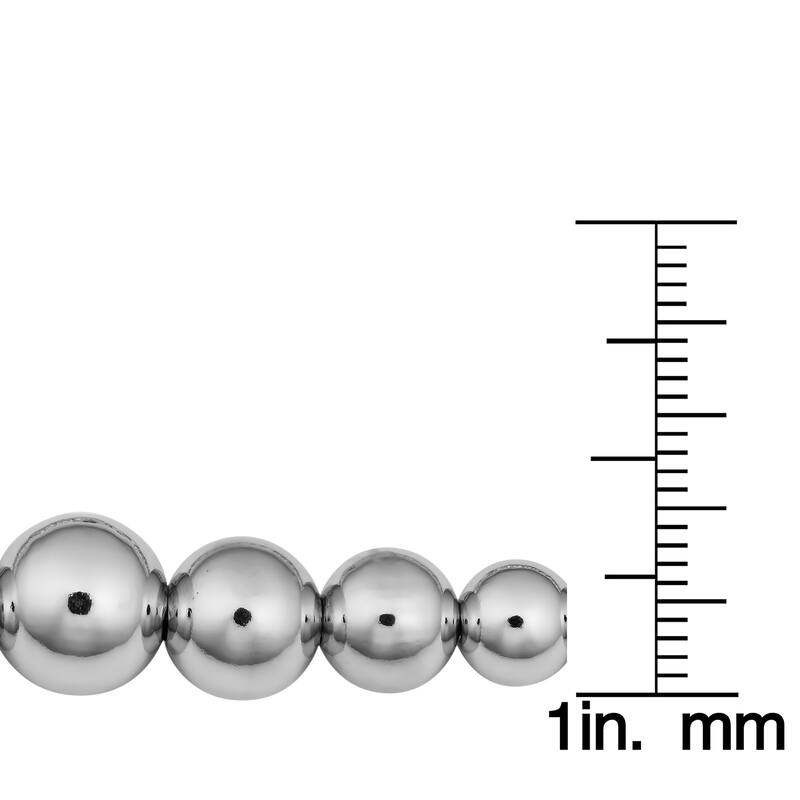 Argento Italia Rhodium Plated Sterling Silver Graduated Bead Necklace