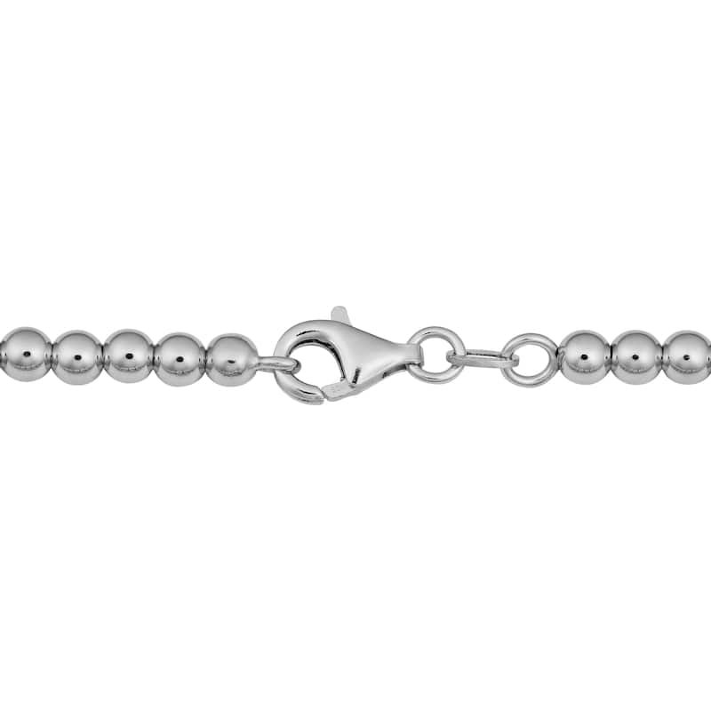 Argento Italia Rhodium Plated Sterling Silver Graduated Bead Necklace