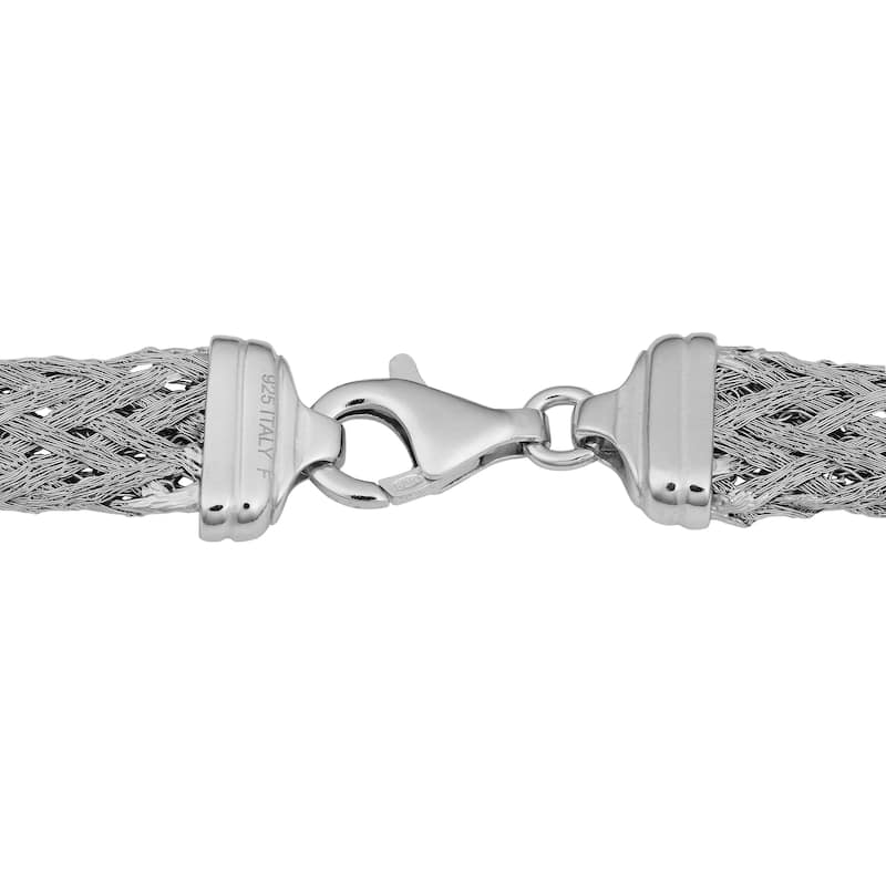 Argento Italia Rhodium Plated Sterling Silver Weave Necklace