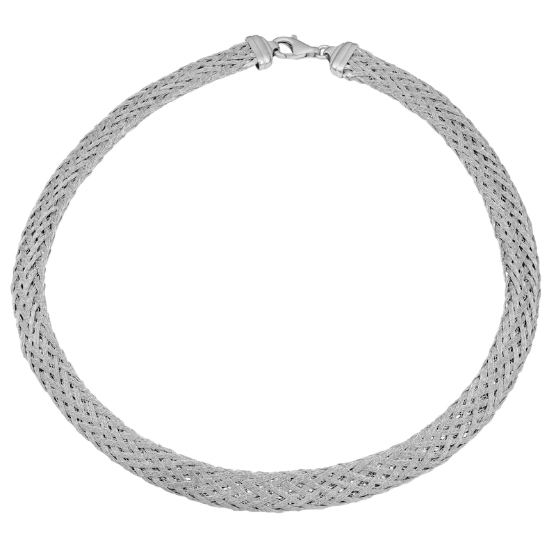 Argento Italia Rhodium Plated Sterling Silver Weave Necklace
