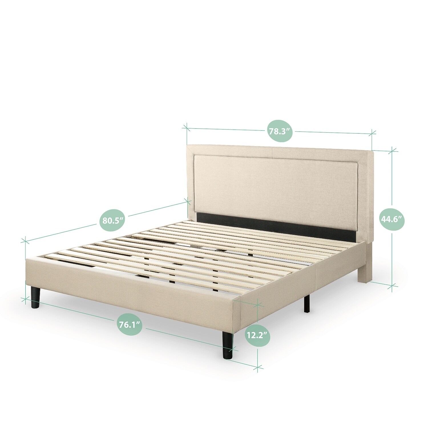 Priage by Zinus Upholstered Detailed King Platform Bed ...