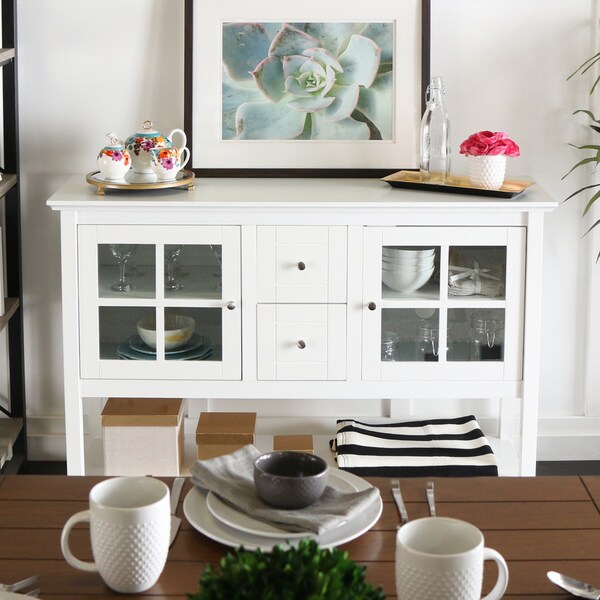 52-inch White Wood TV Stand/ Buffet