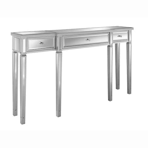 Metallic Silver Finish Mirrored Console Table