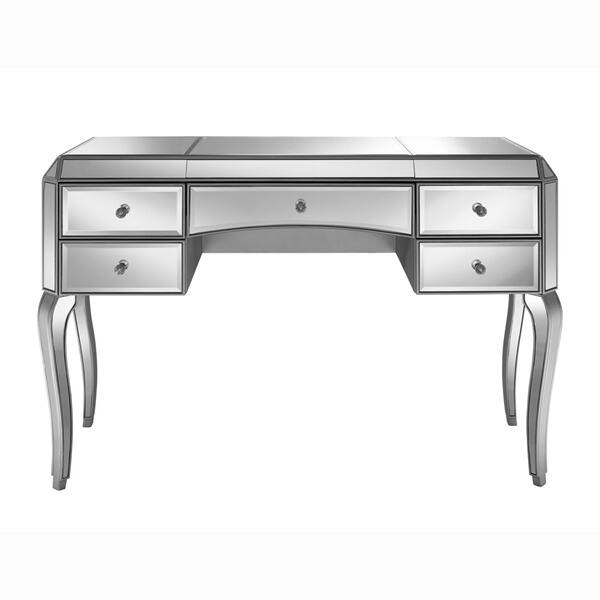Shop Metallic Silver Finish Mirrored Desk On Sale Overstock