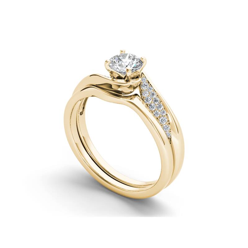 De Couer 14k Yellow Gold 5/8ct TDW Classic Diamond Bypass Engagement Ring