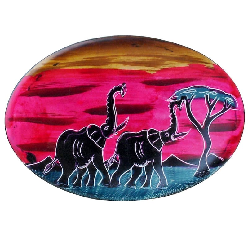 Handmade African Sunset Oval Soapstone Plate (Kenya) - 4" x 6"