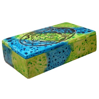 Handmade Rectangle Bahari Tiger Soapstone Trinket Box (Kenya)