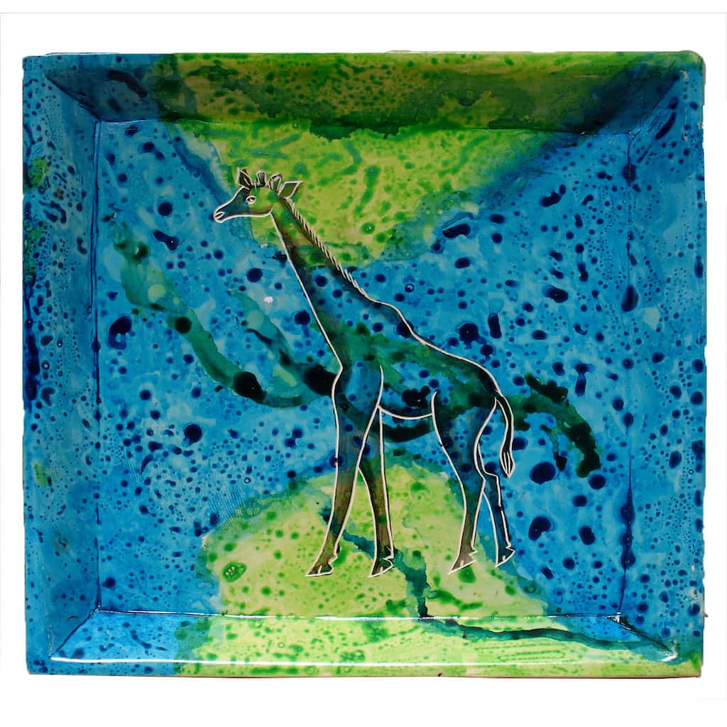 Handmade Bahari Giraffe Stone Square Tray (Kenya)