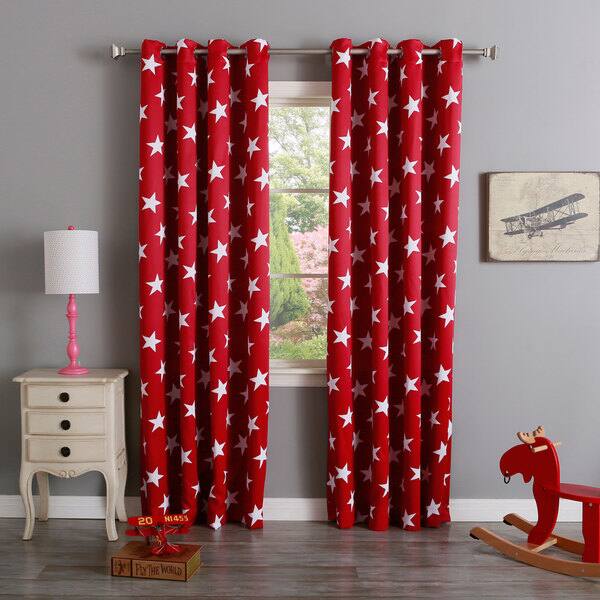 Shop Aurora Home Room Darkening Big Star Print Silver Grommet Top