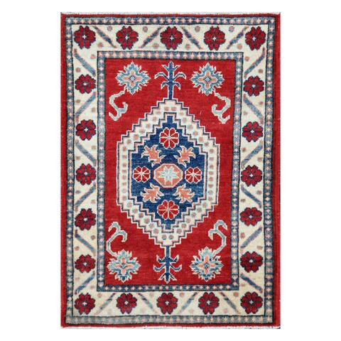 Handmade One-of-a-Kind Vegetable Dye Kazak Wool Rug (Afghanistan) - 2'3 x 3'4