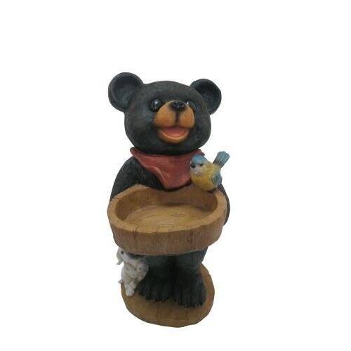 Bear Statue with Decorative Birdfeeder