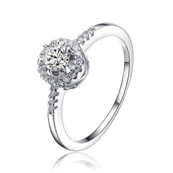 Collette Z Sterling Silver Cubic Zirconia Fancy Ring - White. Opens flyout.
