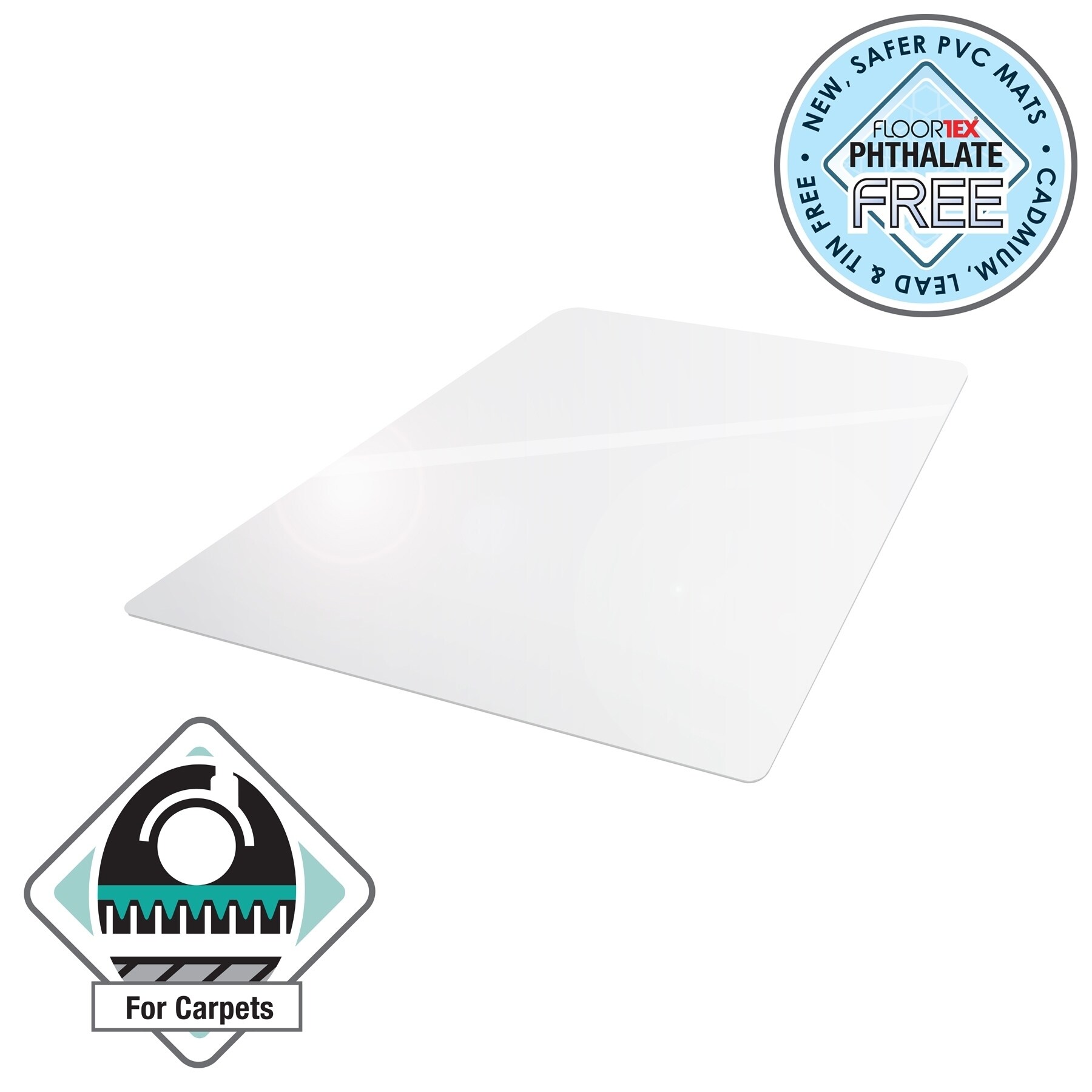 48x118 Polycarbonate Chair Mat for Carpets Rectangular Clear - Floortex