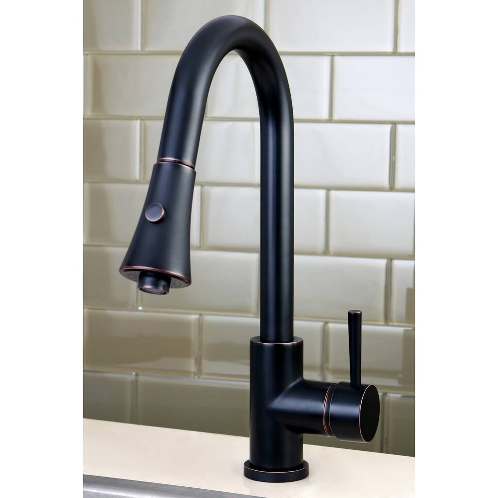 Kingston Brass Kitchen Single Handle 2-tone Oil Rubbed Bronze Pull-Down Kitchen Faucet