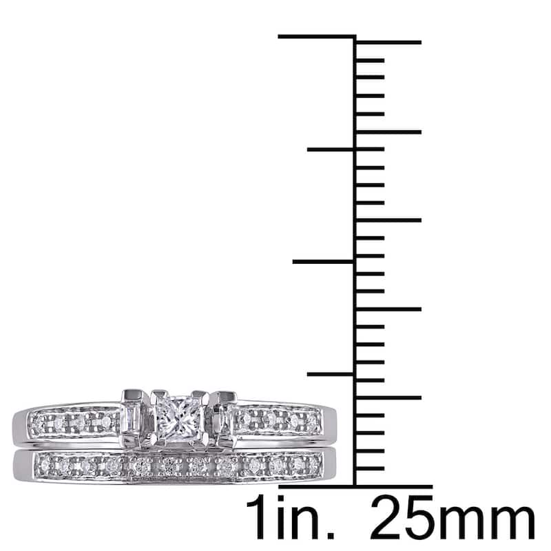 Miadora 10k White Gold 1/3ct TDW Diamond Bridal Ring Set