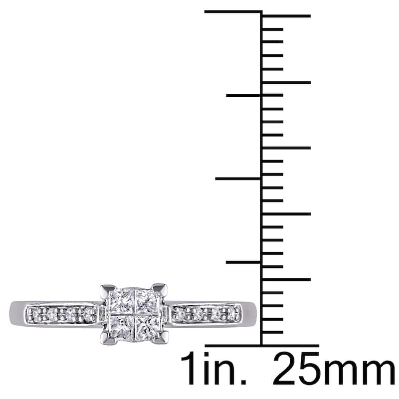 Miadora 10k White Gold 1/4ct TDW Princess Cut Diamond Engagement Ring - White G-H - White G-H