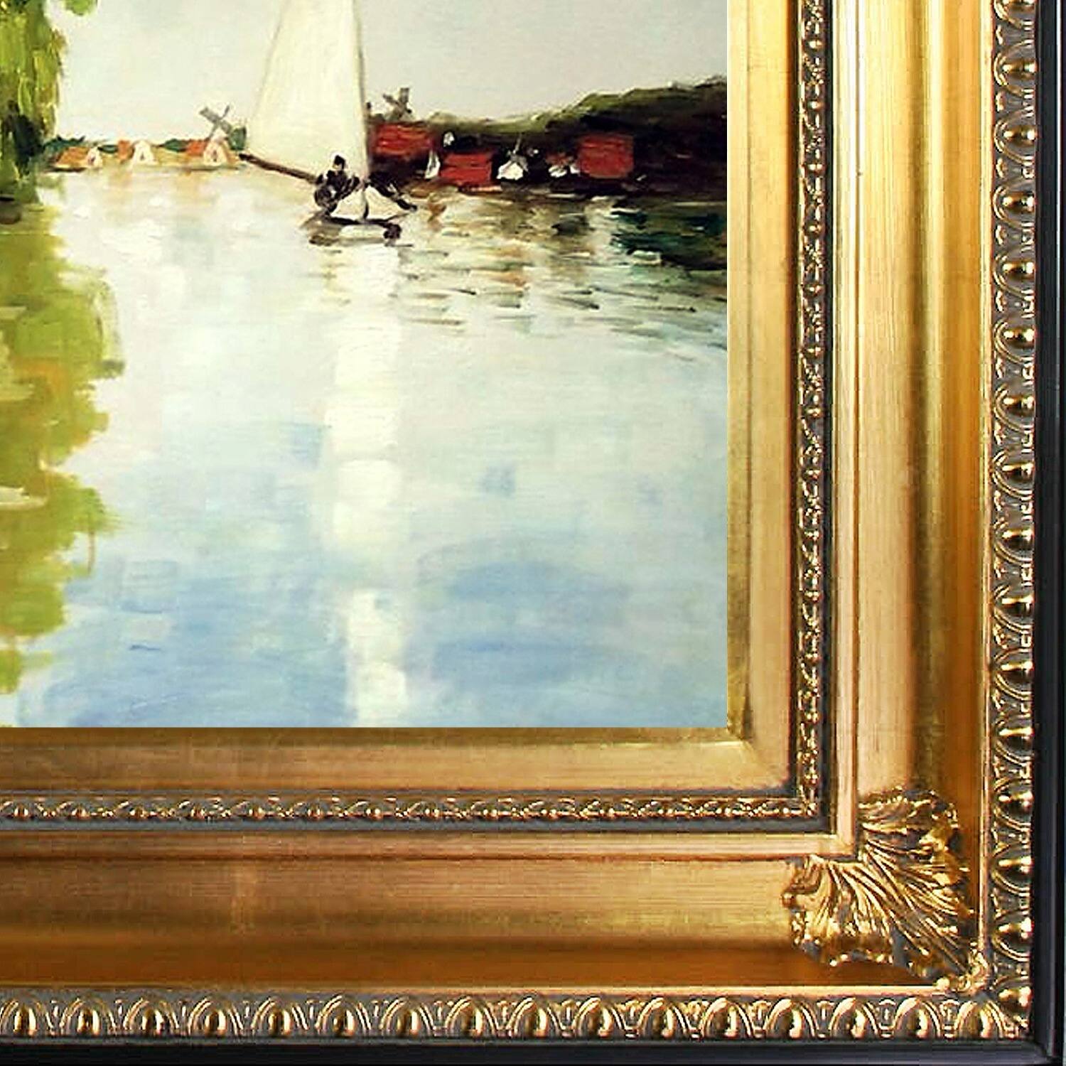 La Pastiche Claude 'Houses on the Achterzaan' Hand Painted Framed