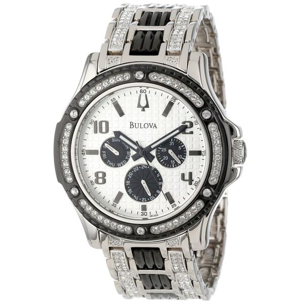 bulova men's crystal stainless steel watch