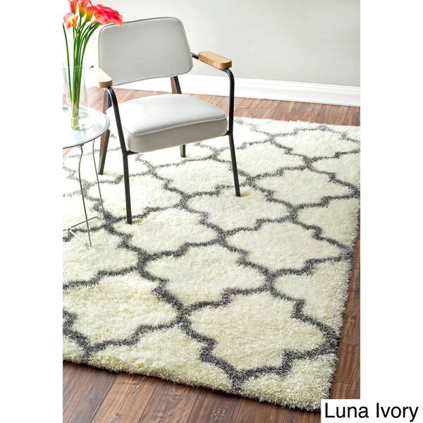 nuLOOM Moroccan Trellis Shag Rug (8' x 10') in Luna Ivory (As Is Item