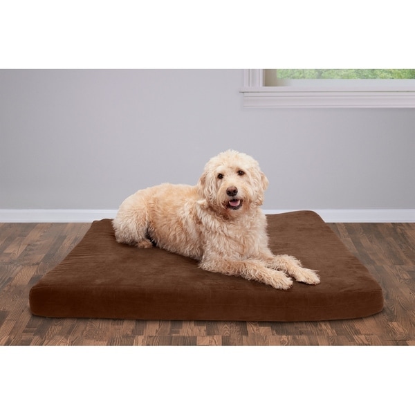 FurHaven Quilted Suede Deluxe Orthopedic Pet Bed Bed Bath