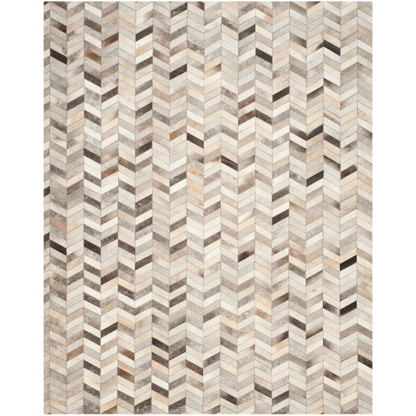 Safavieh Hand-Woven Studio Leather Modern Grey Leather Rug - 8' x 10'
