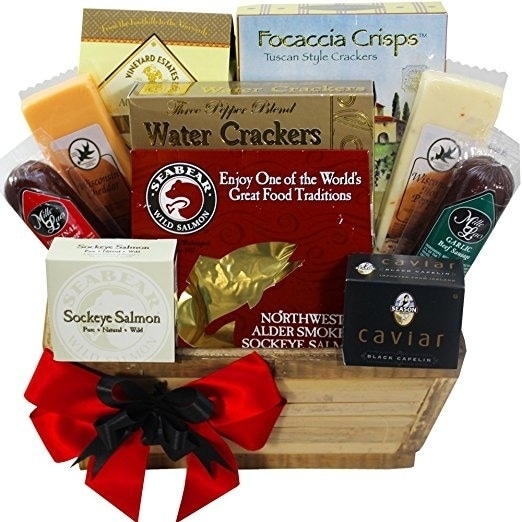 Meat And Cheese Gourmet Food Gift Basket With Smoked Salmon Free Shipping Today 10315105