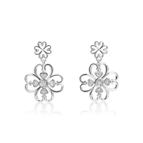 Summerrose 14k White Gold Flower Motif Diamond Accent Earrings Summerrose 14k White Gold Flower Motif Diamond Accent Earrings