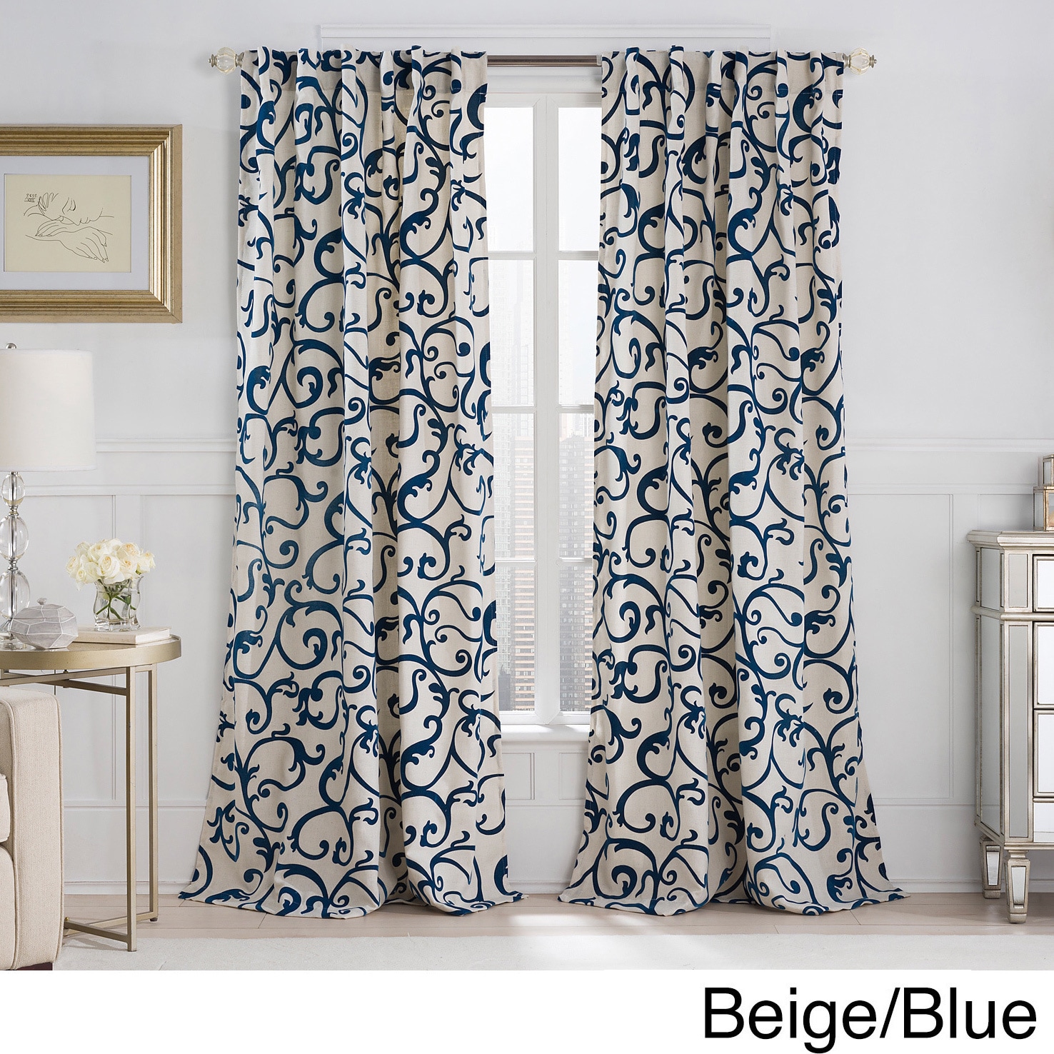 Shop Vcny Brandy Flocked 84 Inch Back Tab Curtain Panel Free