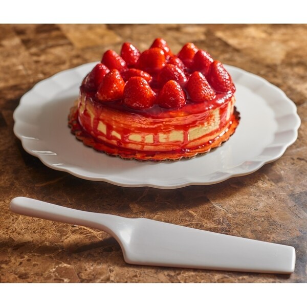 Red Vanilla Cake Plate w/Server 13.5"