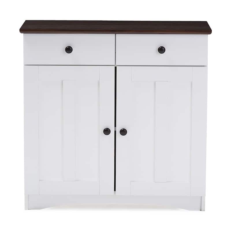 Traditional White Wood Kitchen Storage Cabinet by Baxton Studio