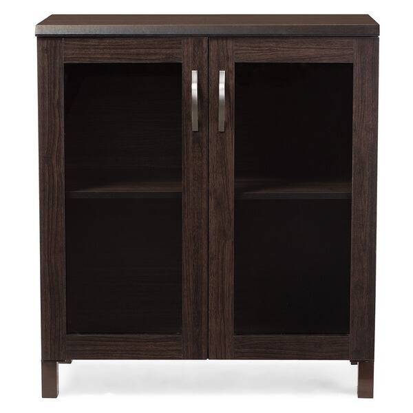 Baxton Studio Sintra Modern and Contemporary Dark Brown Sideboard Storage Cabinet with Glass Doors