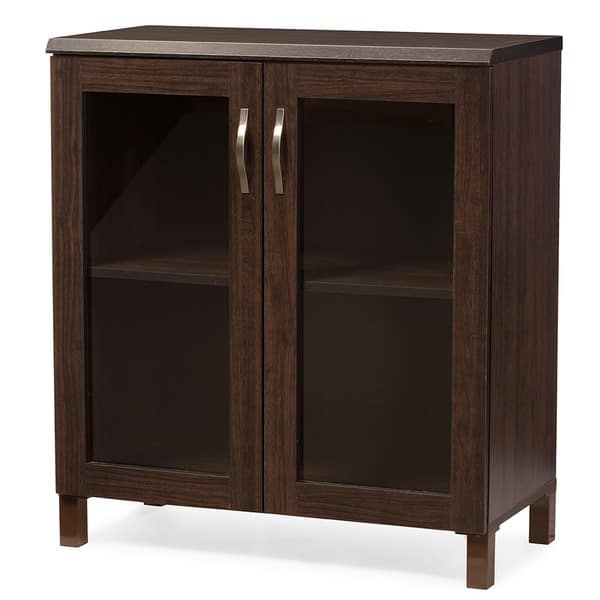 Baxton Studio Sintra Modern and Contemporary Dark Brown Sideboard Storage Cabinet with Glass Doors