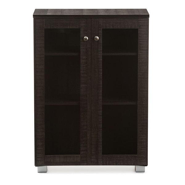 Baxton Studio Mason Modern And Contemporary Dark Brown Baxton Studio Mason Modern and Contemporary Dark Brown Multipurpose Storage Cabinet Sideboard with Two Class Doors - Free Shipping Today - Overstock.com - ... - Baxton Studio Mason Modern And Contemporary Dark Brown