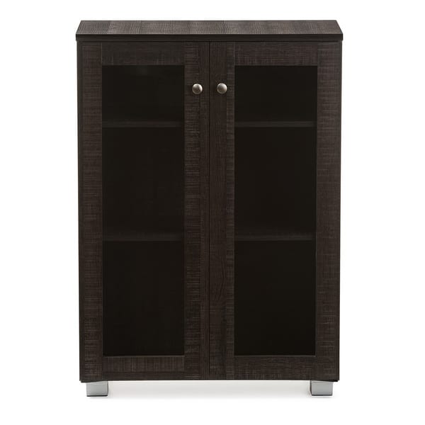 Shop Baxton Studio Mason Modern And Contemporary Dark Brown Multipurpose Storage Cabinet Sideboard With Two Class Doors On Sale Overstock 10315275