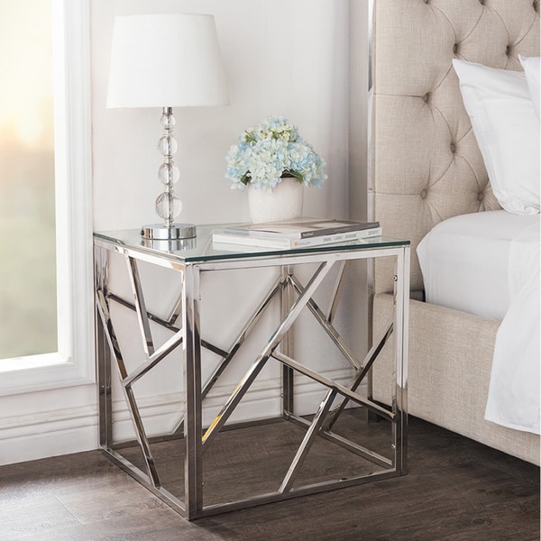 Shop Baxton Studio Bowman Contemporary Tempered Clear Glass End Table/ Side Table with Sturdy ...