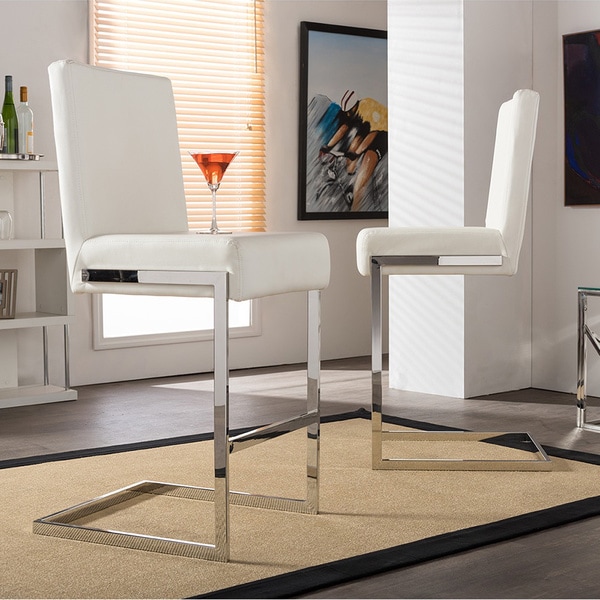 Shop Modern White Faux Leather 21" Counter Stool by Baxton Studio