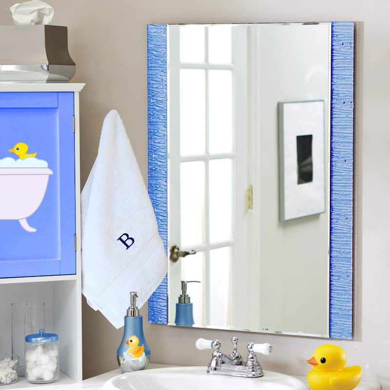 Sweet Kids 2-piece White Turkish Cotton Hand Towels with Royal Blue Monogrammed Initial